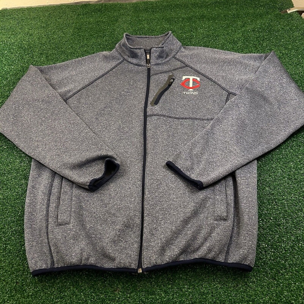 Minnesota Twins Sweater Mens Large Blue Sweatshirt Full Zip GIII‎ Sports MLB